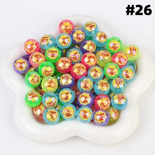 fanta,Acrylic UV-Coated, Designer Printed, Straight-Hole Round Beads