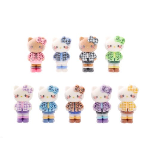 9 pcs Cute cartoon flocked plush toys