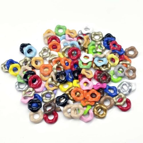 Glossy Cute Multi-Color Wavy Shape Acrylic Spacer Beads, Random Mix, 16MM (With Stoving Varnish Process)