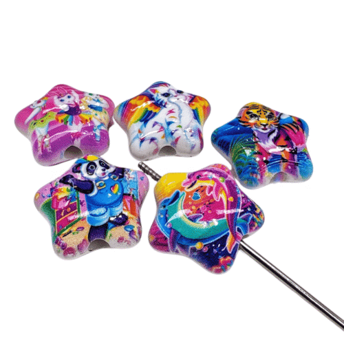 Lisa Frank Style Rainbow Animal Acrylic Star beads