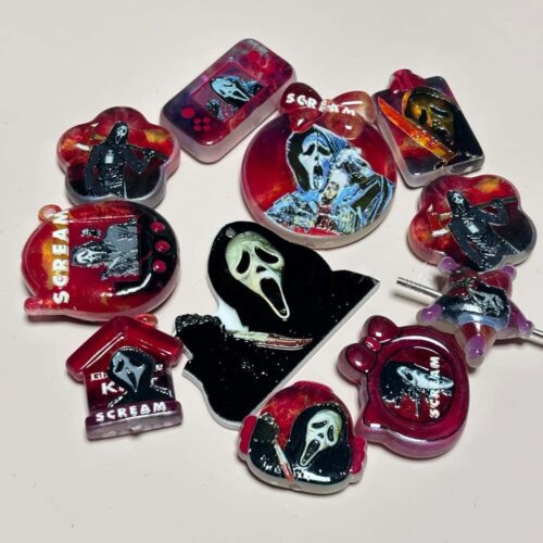 Horror Scream Ghostface Acrylic Focal Beads, Large Hole Charms for Beaded Pens, Keychains & Halloween DIY Crafts