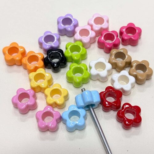 Bright Candy-Colored Flower Large Hole Spacer Beads - Bulk Acrylic Beads for Beadable Pens & Jewelry Making