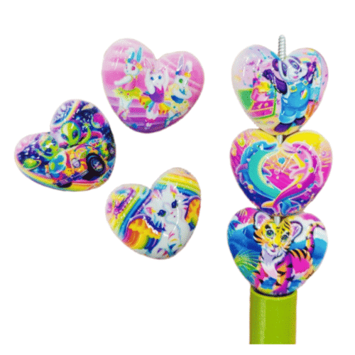 Lisa frank acrylic heart beads