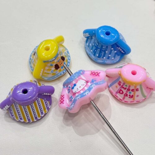 Printed Babydoll Top with Cutouts and 3D Cartoon Beading