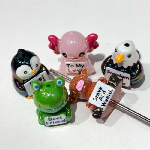 3D Cartoon Animal Beaded Pen Accessories with Holes and Slogans