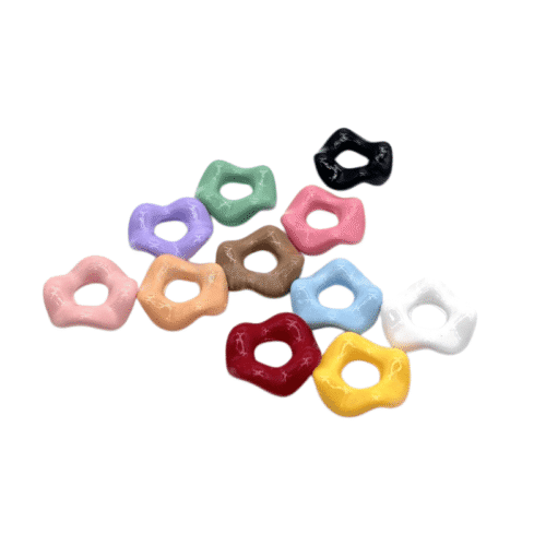 Glossy Cute Multi-Color Wavy Shape Acrylic Spacer Beads, 12MM