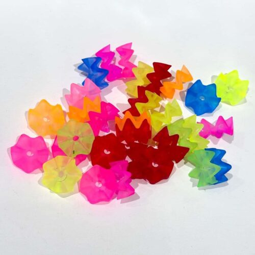Neon Fluorescent Matte Wavy 5 Petal Flower Acrylic Beads