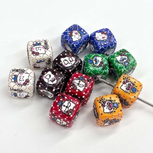 HK Cube Beads, Vintage Grid Pattern Square Beads for DIY Bracelet, Earring & Jewelry Making Supplies
